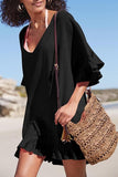 Emoswim - V Neck Solid Color Cover Up