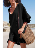 Emoswim - V-Ausschnitt, einfarbiges Cover-up - Schwarz