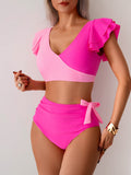 Emoswim - Maillots de Bain Taille Haute Femme, Maillots Deux Pièces Gainants, Ensembles Bikini Volants, Maillots de Bain Froncés Croisés