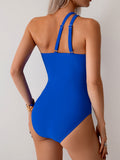 Emoswim-Women's One Piece Swimsuits Tummy Control Mesh Patchwork Bathing Suit One Shoulder Adjustable Straps