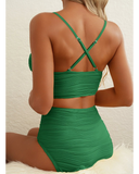 Emoswim – Zweiteiliger Bikini-Set Sommer 2026 U-Bügel-Cut-Out mit hoher Taille Badeanzug – Grün