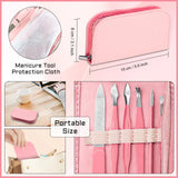 Emoswim-Manicure Pedicure Set, 12 Pcs Nail Care Kit for Women, Mens Nail Grooming Kit, Manicure & Pedicure Tools & Accessories, Pink Nail Kit Manicure Set Luxury Leather Case for Home Salon Use