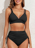 EMOSWIM - Women's Bikini Sets Two Piece Swimsuit V Neck High Waisted Ruched Tummy Control Bathing Suit
