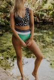 EMOSWIM - Ensemble de bikini Rocky Point en V, noir et vert