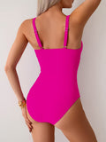 Emoswim - Women's One Piece Swimsuit Sexy Mesh Sheer Tummy Control Bathing Suit Cross Twist Front Swimwear
