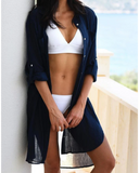 Emoswim - Chemise de plage à manches longues et poche - Bleu marine