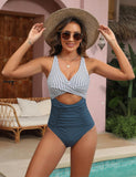 Emoswim-Womens One Piece Swimsuits Push Up Tummy Control Bathing Suits V Neck Cutout Modest Swimwear