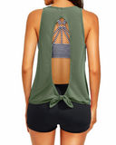 Emoswim - Women's 3 Piece Scoop Neck Criss Cross Tankini Swimsuits-Army Green Stripes