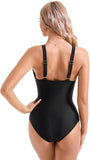 Emoswim-Women Sexy Mesh Tummy Control Swimsuit Push Up High Waisted Bathing Suit