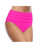 Emoswim - gerafftes Bikiniunterteil für Damen mit hoher Taille und Bauchkontrolle – Neonpink