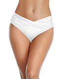 Emoswim - Cheeky Swimwear Bottoms High Cut Bathing Suit Bottoms For Curvy Women-White