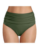 Emoswim - Short de bain taille haute froncé contrôle du ventre bas de bikini - Vert armée