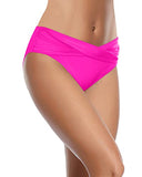 Emoswim - Bas de maillot de bain taille haute échancré en V pour femme - Rose néon