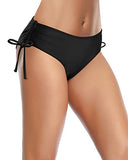 Emoswim – Damen verstellbarer Badeanzug Cheeky Bikinislip mit seitlicher Bindung – Schwarz