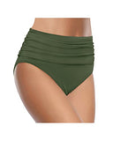 Emoswim - Short de bain taille haute froncé contrôle du ventre bas de bikini - Vert armée