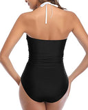 Emoswim - Maillot de bain taille haute rétro à rayures noires et blanches