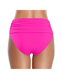 Emoswim - gerafftes Bikiniunterteil für Damen mit hoher Taille und Bauchkontrolle – Neonpink
