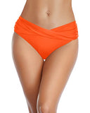 Emoswim - Bas de bikini twisté, froncé, échancré - Orange néon