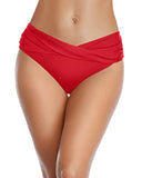 Emoswim - Bas de maillot de bain femme coupe en V entièrement couvrants - Rouge