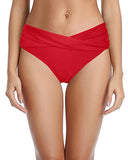 Emoswim - Bas de maillot de bain femme coupe en V entièrement couvrants - Rouge