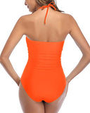 Emoswim - Maillot de Bain Rétro Taille Haute Sculptant avec Découpes Sexy - Orange Fluo