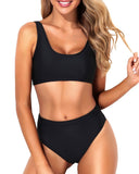 Emoswim - Ensemble de bikini deux pièces pour femmes - Bikini de sport deux pièces pour femmes - Noir