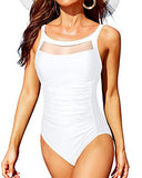 Emoswim – Vintage Bademode mit Bauchkontrolle und Raffungen – Weiß