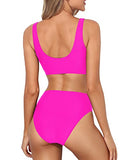 Emoswim - Haut de maillot de bain court taille haute effronté Maillot de bain échancré - Rose fluo