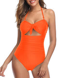 Emoswim - Maillot de Bain Rétro Taille Haute Sculptant avec Découpes Sexy - Orange Fluo