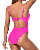 Emoswim – Hoher Bund, Bauchkontrolle, Bademode, sexy Monokini – Neonrosa