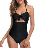 Emoswim – Bauchweg, hohe Taille, Neckholder, sexy Cut-out, einteiliger Badeanzug – Schwarz