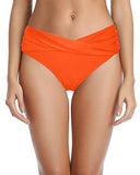 Emoswim - Bas de bikini twisté, froncé, échancré - Orange néon