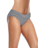 Emoswim - Bas de bikini froncé Échancré Maillot de bain - Rayures noires et blanches