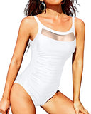 Emoswim – Vintage Bademode mit Bauchkontrolle und Raffungen – Weiß