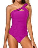 Emoswim - Zweiteiliges Set mit One-Shoulder-Design, Raffungen und Bauchkontrolle