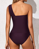 Emoswim - Rückfreier und trägerloser One-Shoulder Tankini-Badeanzug - Weinrot