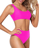 Emoswim - Haut de maillot de bain court taille haute effronté Maillot de bain échancré - Rose fluo