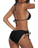 Emoswim - Zweiteiliger Neckholder Cheeky Triangel Bikini Badeanzug-Schwarz