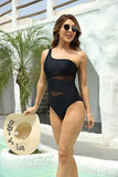 Emoswim - Sexy Cutout-Badeanzug mit Mesh-Einsätzen für kurvige Frauen – Schwarz