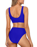 Emoswim – Zweiteiliger High Cut Bikini mit Crop Top und High Cut Höschen – Königsblau