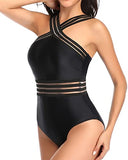 Emoswim - Maillot de bain une pièce croisé à bretelles confortables - Noir