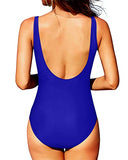 Emoswim - Maillots de bain une pièce sexy transparents en maille à col rond - Bleu Roi