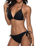 Emoswim - Zweiteiliger Neckholder Cheeky Triangel Bikini Badeanzug-Schwarz