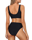 Emoswim - Ensemble de bikini deux pièces pour femmes - Bikini de sport deux pièces pour femmes - Noir