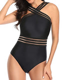 Emoswim - Maillot de bain une pièce croisé à bretelles confortables - Noir