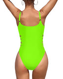 Emoswim - Sexy Crisscross zum Schnüren Damen Badeanzug Einteiler Figurformend - Neongrün