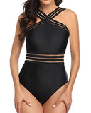 Emoswim - Maillot de bain une pièce croisé à bretelles confortables - Noir