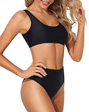 Emoswim - Ensemble de bikini deux pièces pour femmes - Bikini de sport deux pièces pour femmes - Noir