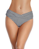 Emoswim - Bas de bikini froncé Échancré Maillot de bain - Rayures noires et blanches