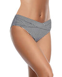 Emoswim - Bas de bikini froncé Échancré Maillot de bain - Rayures noires et blanches